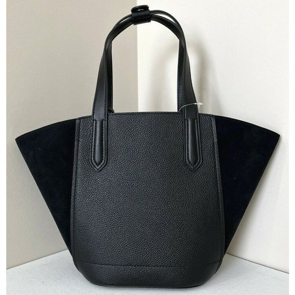 New Michael Kors Portia Small Tote Leather and Suede Black - Picture 2 of 6